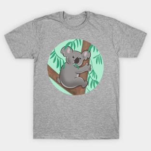 Cute koala nomming on leaves illustration T-Shirt